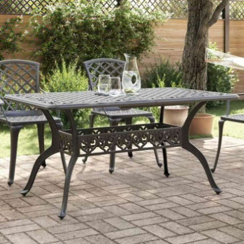 ZNTS Garden Table Black 150x90x72 cm Cast Aluminium 4002804