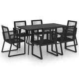 ZNTS 7 Piece Outdoor Dining Set PVC Rattan Black 3060216
