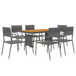 ZNTS 7 Piece Outdoor Dining Set Poly Rattan Grey 3120103