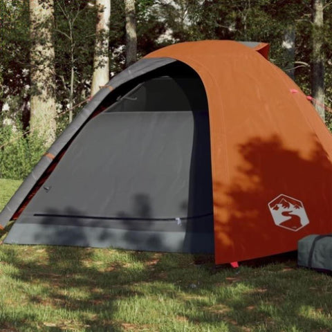 ZNTS Camping Tent Dome 4-Person Grey and Orange Waterproof 94337