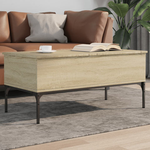 ZNTS Coffee Table Sonoma Oak 100x50x45 cm Engineered Wood and Metal 845412