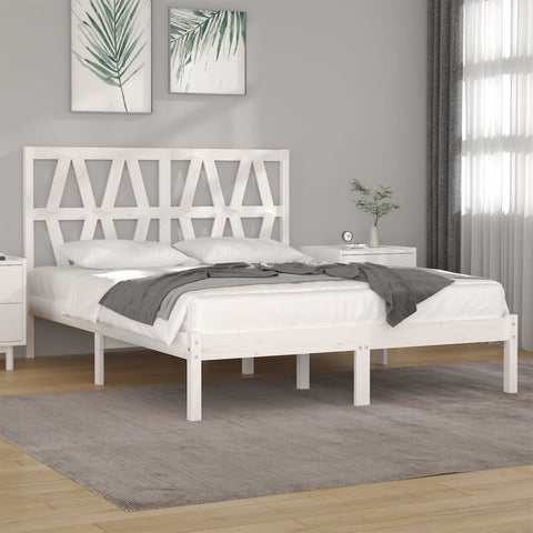 ZNTS Bed Frame White Solid Wood Pine 120x200 cm 3103994