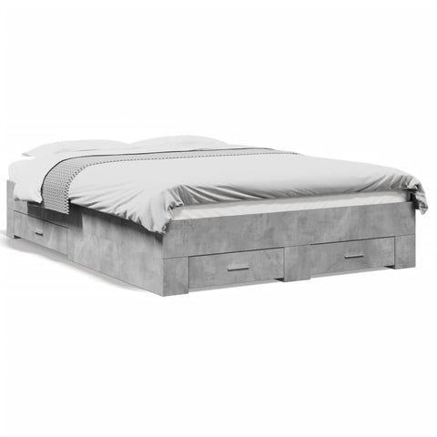 ZNTS Bed Frame with Drawers Concrete Grey 140x190 cm Engineered Wood 3280401