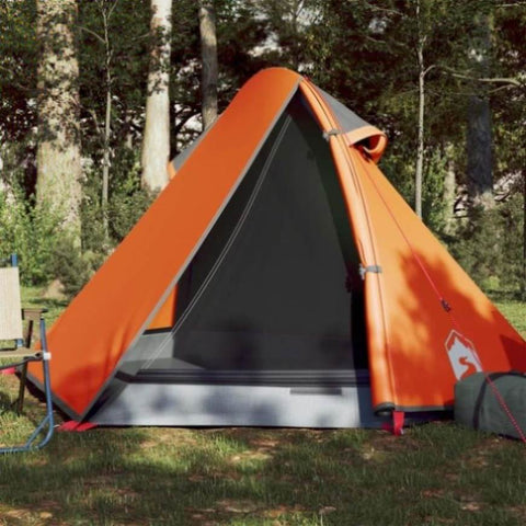 ZNTS Camping Tent Dome 2-Person Grey and Orange Waterproof 94321