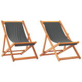 ZNTS Folding Beach Chairs 2 pcs Grey Fabric 3214493