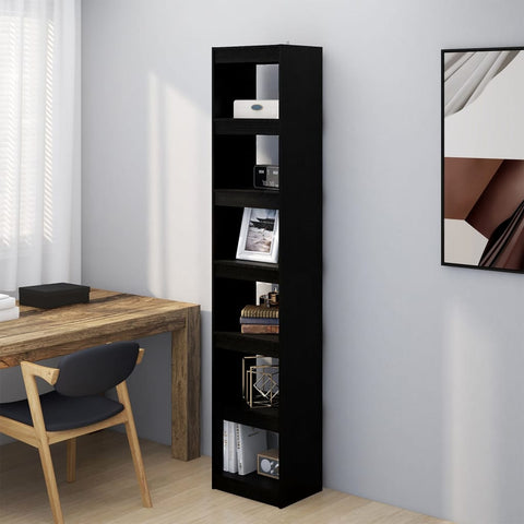 ZNTS Book Cabinet/Room Divider Black 40x30x199 cm Solid Pinewood 808157