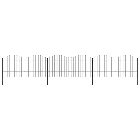 ZNTS Garden Fence with Spear Top Steel x10.2 m Black 277744