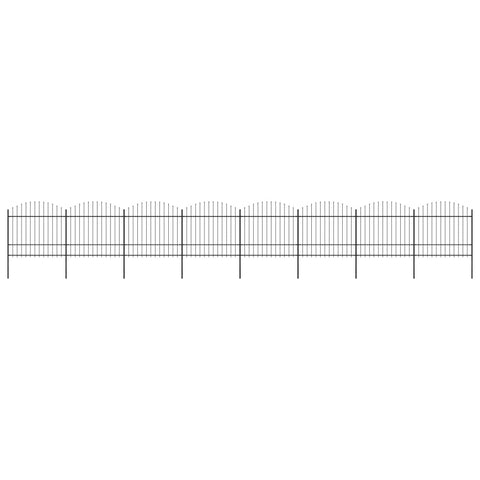 ZNTS Garden Fence with Spear Top Steel x13.6 m Black 277746