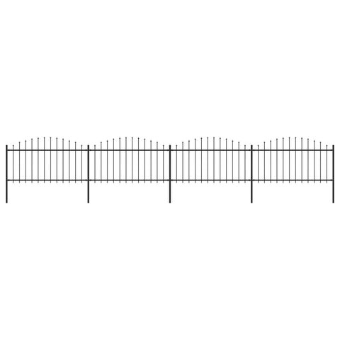ZNTS Garden Fence with Spear Top Steel x6.8 m Black 277733