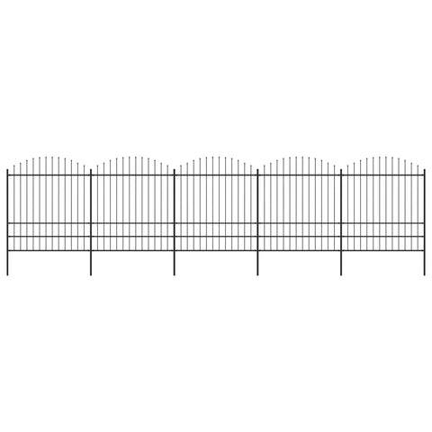 ZNTS Garden Fence with Spear Top Steel x8.5 m Black 277752