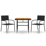 ZNTS 3 Piece Outdoor Dining Set Poly Rattan Black 3120086