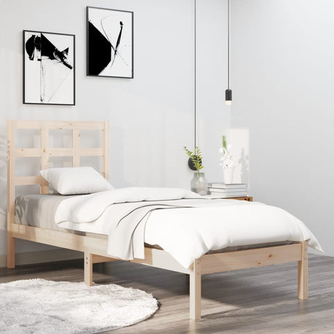 ZNTS Bed Frame Solid Wood 75x190 cm Small Single 3105430
