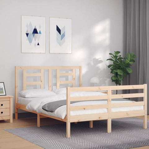 ZNTS Bed Frame with Headboard Small Double Solid Wood 3194671