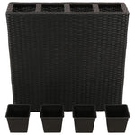 ZNTS Garden Raised Bed with 4 Pots Poly Rattan Black 41084
