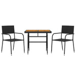 ZNTS 3 Piece Outdoor Dining Set Poly Rattan Black 3120086