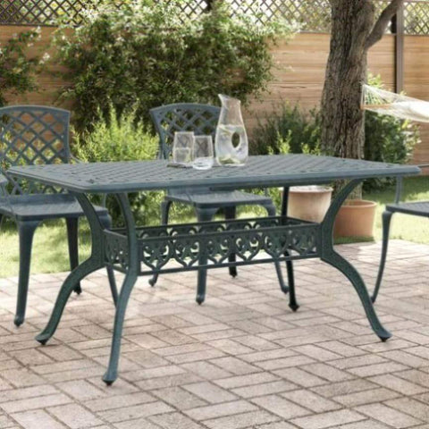 ZNTS Garden Table Green 150x90x72 cm Cast Aluminium 4002806
