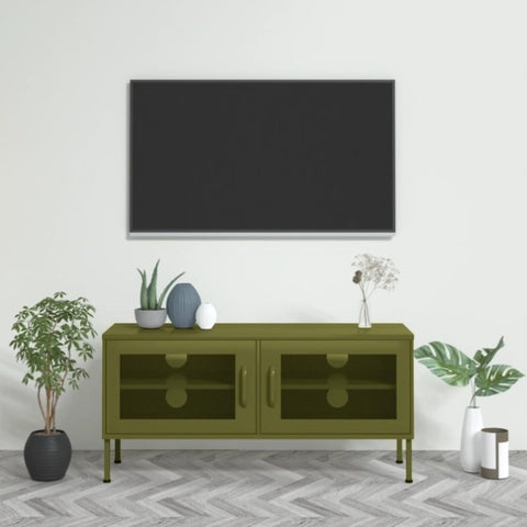 ZNTS TV Cabinet Olive Green 105x35x50 cm Steel 336234