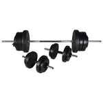 ZNTS Wall-mounted Power Tower with Barbell and Dumbbell Set 60.5 kg 275357