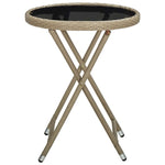 ZNTS Tea Table Beige 60 cm Poly Rattan and Tempered Glass 310559