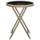 ZNTS Tea Table Beige 60 cm Poly Rattan and Tempered Glass 310559
