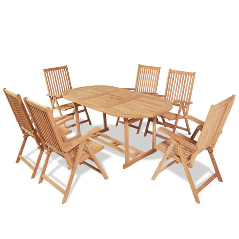 ZNTS 7 Piece Outdoor Dining Set with Folding Chairs Solid Teak Wood 43032