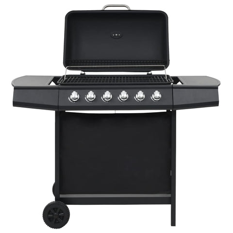 ZNTS Gas BBQ Grill with 6 Cooking Zones Steel Black 44282
