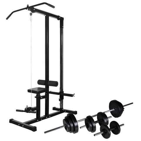 ZNTS Power Tower with Barbell and Dumbbell Set 30.5 kg 275355