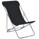 ZNTS Folding Beach Chairs 2 pcs Steel and Oxford Fabric Black 44359