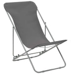 ZNTS Folding Beach Chairs 2 pcs Steel and Oxford Fabric Grey 44361
