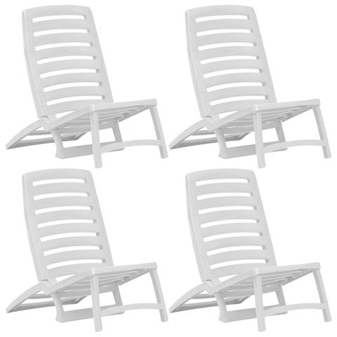 ZNTS Kids' Folding Beach Chair 4 pcs Plastic White 45624
