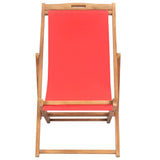 ZNTS Folding Beach Chair Solid Teak Wood Red 47417