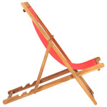 ZNTS Folding Beach Chair Solid Teak Wood Red 47417