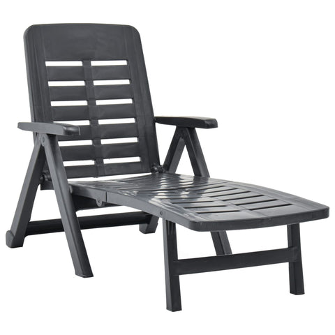ZNTS Folding Sun Lounger Plastic Anthracite 48756