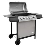 ZNTS Gas BBQ Grill with 6 Burners Black and Silver 3053630