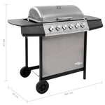 ZNTS Gas BBQ Grill with 6 Burners Black and Silver 3053630