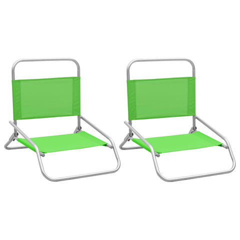 ZNTS Folding Beach Chairs 2 pcs Green Fabric 310370
