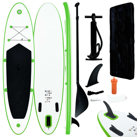 ZNTS Inflatable Stand Up Paddle Board Set Green and White 92734