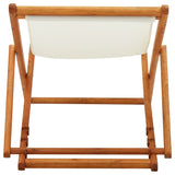 ZNTS Folding Beach Chair Eucalyptus Wood and Fabric Cream White 310314