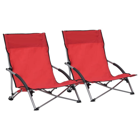 ZNTS Folding Beach Chairs 2 pcs Red Fabric 312490