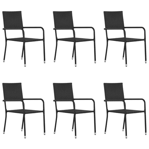 ZNTS Outdoor Dining Chairs 6 pcs Poly Rattan Black 313122