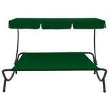 ZNTS Outdoor Lounge Bed with Canopy Green 313526