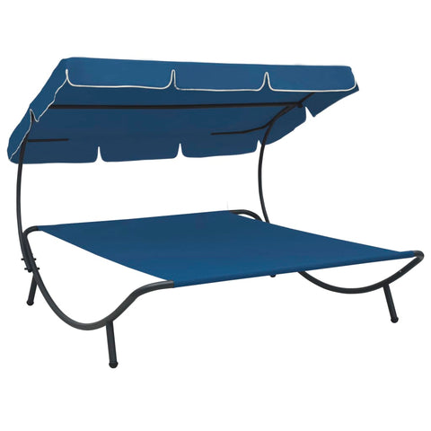 ZNTS Outdoor Lounge Bed with Canopy Blue 313527