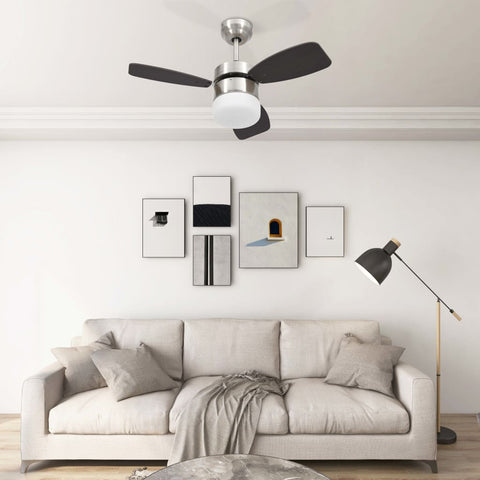 ZNTS Ceiling Fan with Light and Remote Control 76 cm Dark Brown 51493