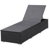 ZNTS Sun Lounger with Cream White Cushion Poly Rattan Black 317104