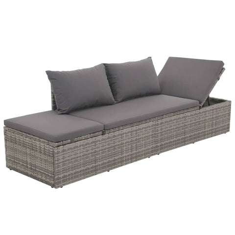 ZNTS Outdoor Lounge Bed with Cushion & Pillows Poly Rattan Grey 317110