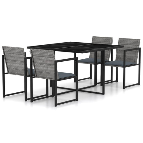 ZNTS 5 Piece Outdoor Dining Set with Cushions Poly Rattan Grey 317184