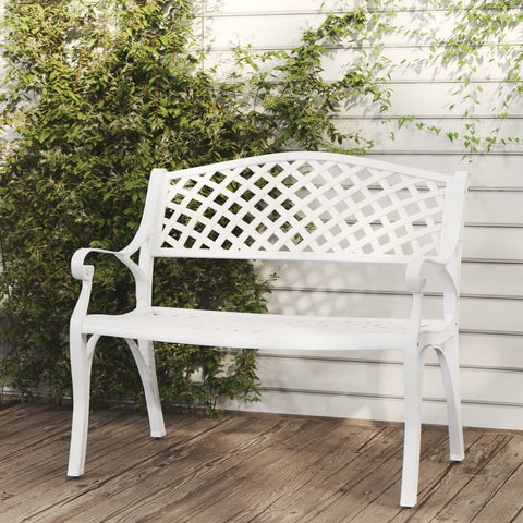 ZNTS Garden Bench 102 cm Cast Aluminium White 317746