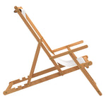 ZNTS Folding Beach Chair Solid Wood Teak Cream 317696