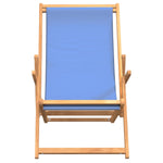 ZNTS Folding Beach Chair Solid Wood Teak Blue 317697