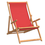 ZNTS Folding Beach Chair Solid Wood Teak Red 317700